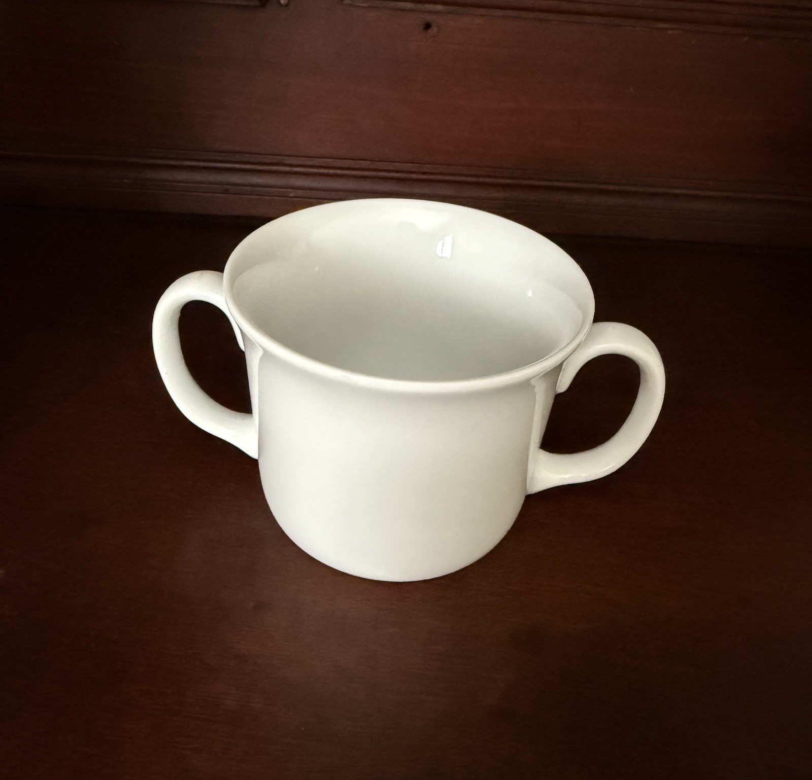 White Ceramic Coffee Tea Soup Cup Mug w/ Double Handle