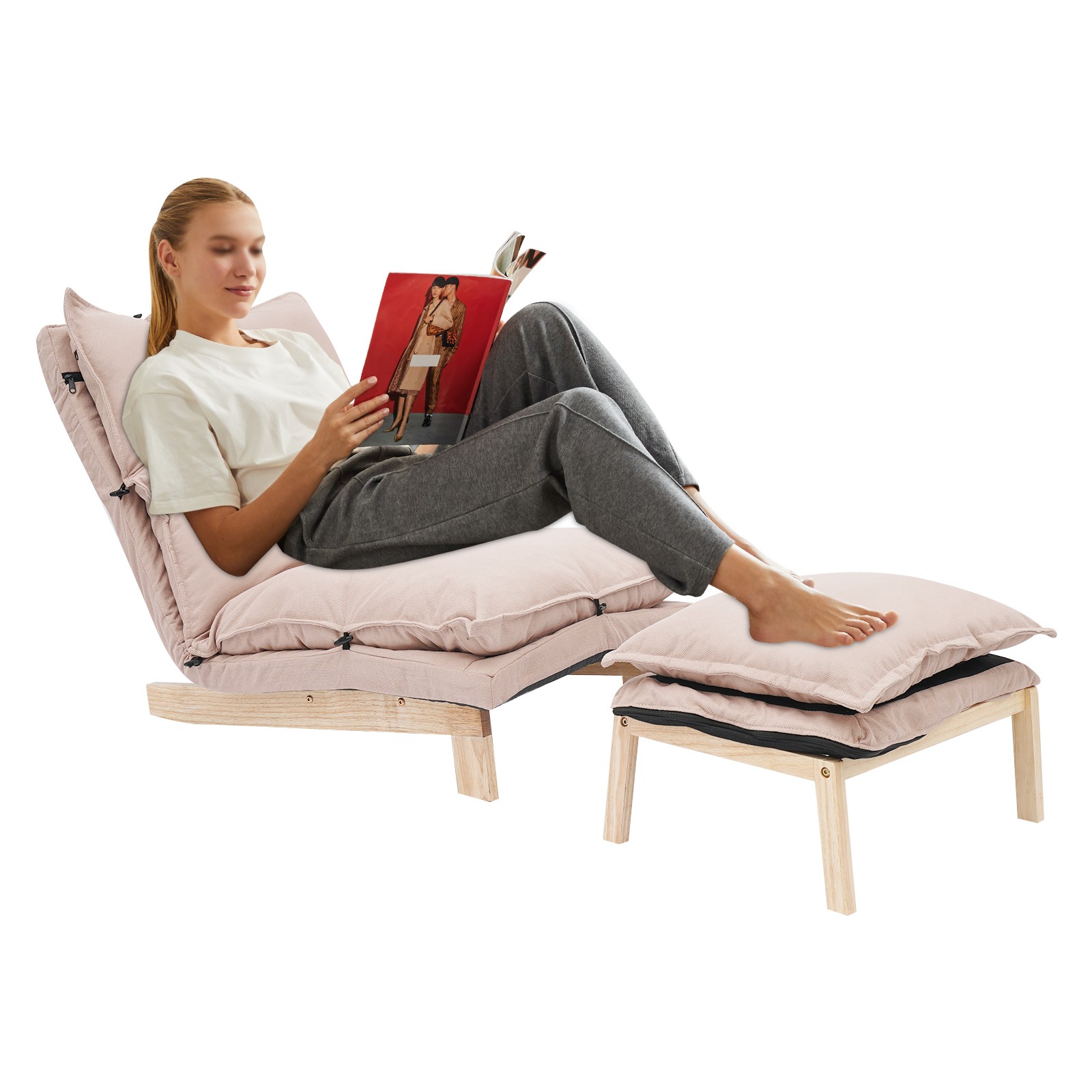 Lounge Chair, Single Lazy Sofa Leisure Balcony Adjustable Recliner USA
