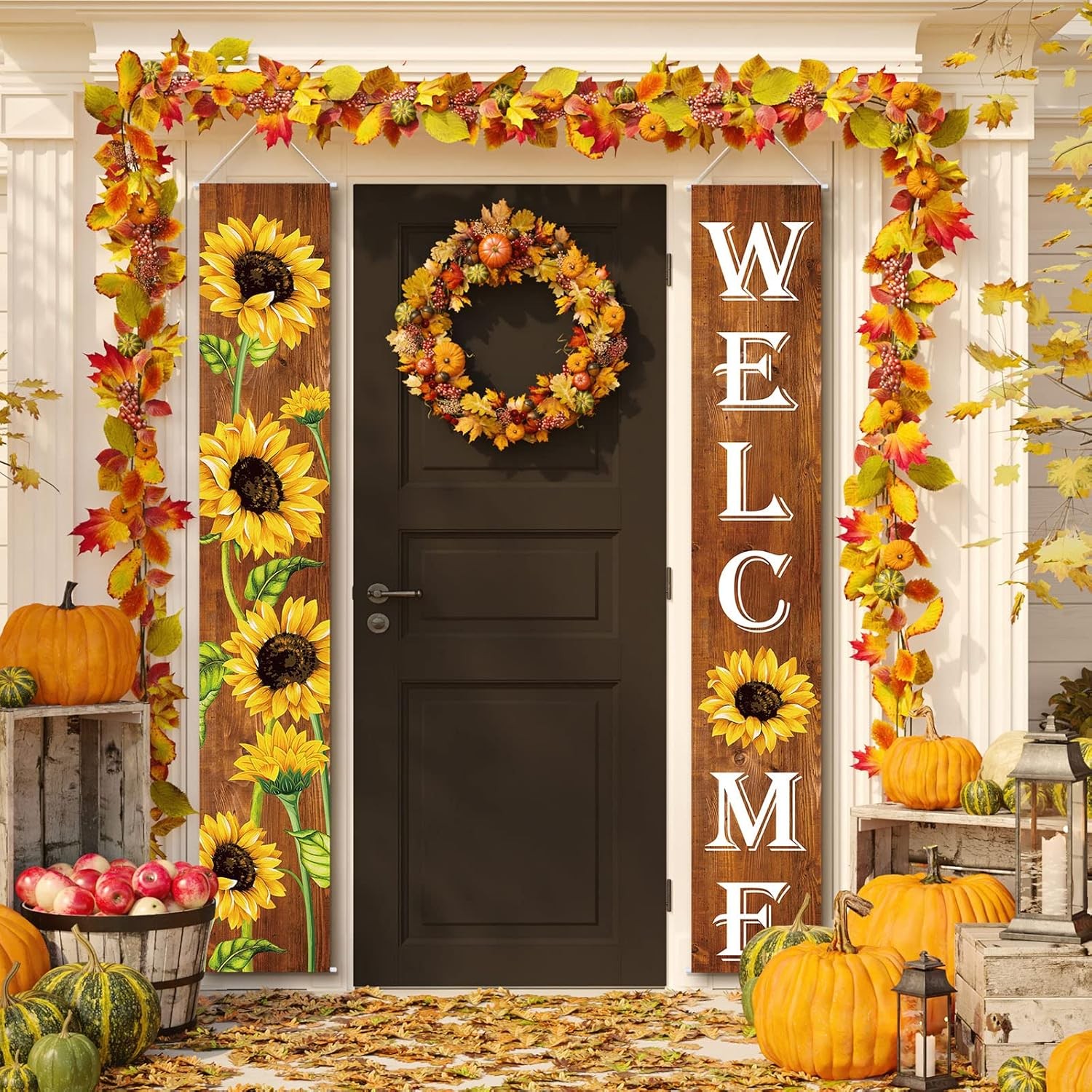 Tatuo Sunflower Welcome Hanging Banners Summer Porch As the Pictures Shown
