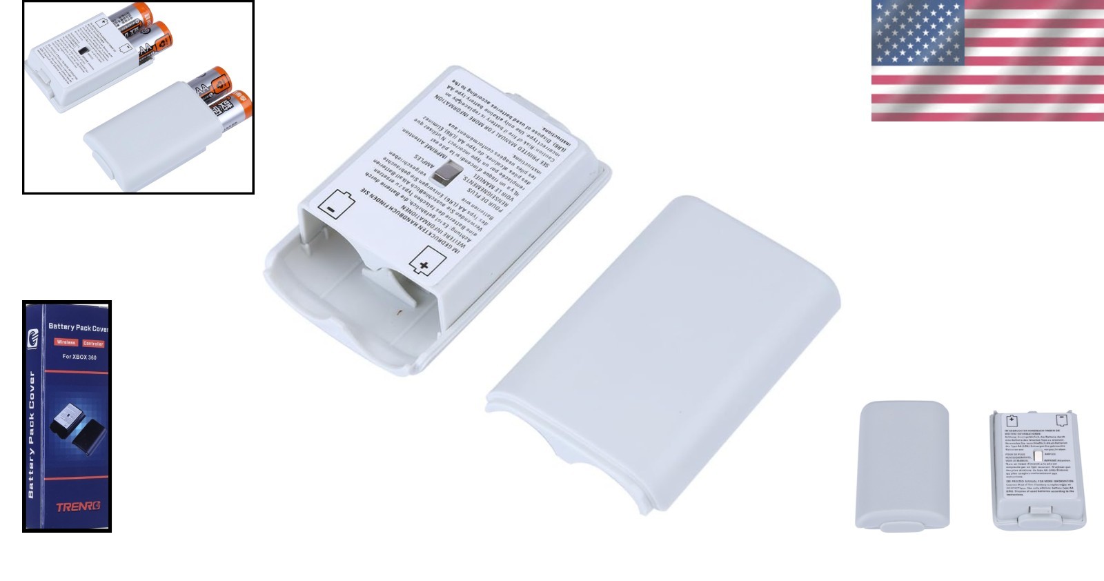 High-Quality 2-Pack White Battery Covers for Xbox 360 Controllers - Rechargeable
