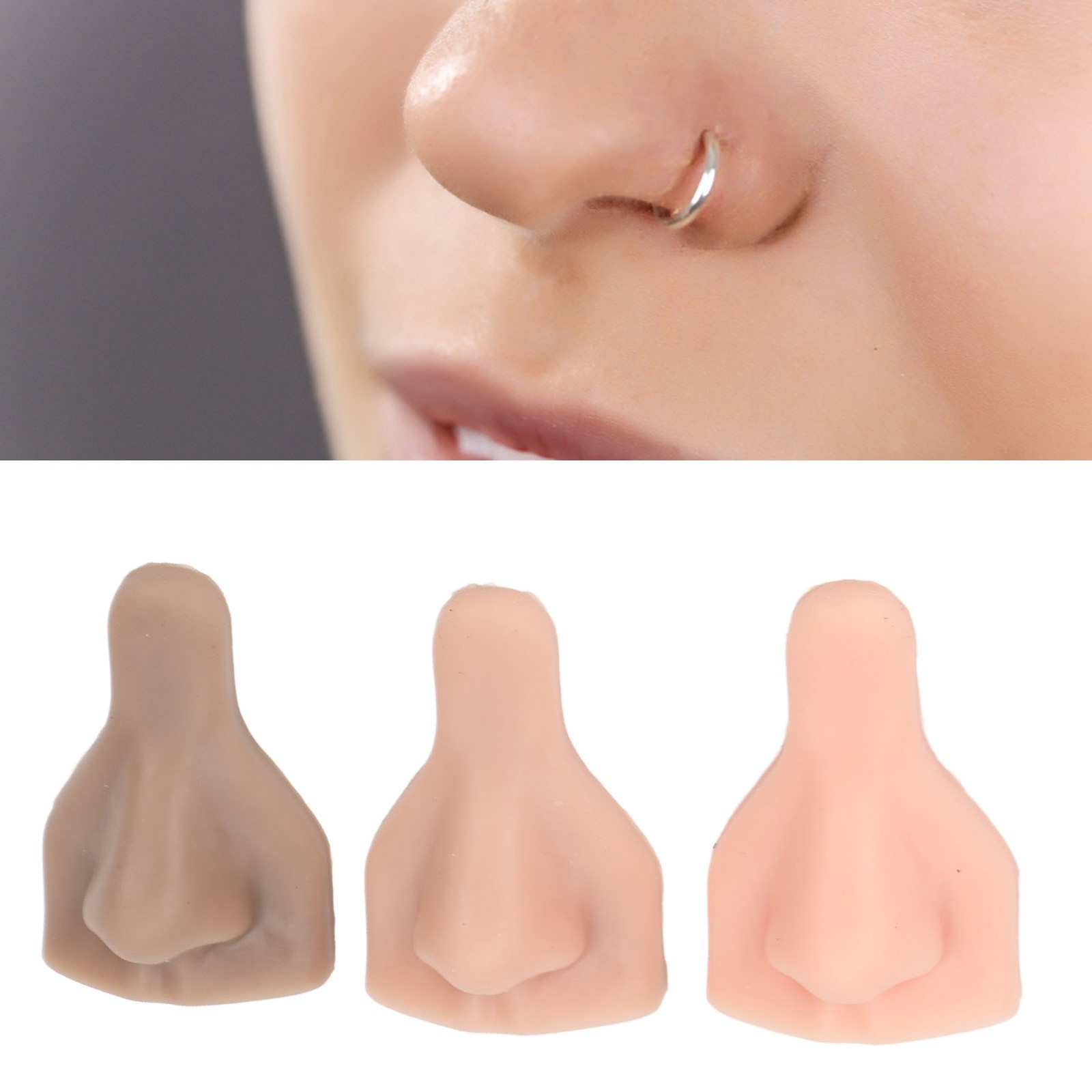 3 Pcs Silicone Nose Model For Suture Practice Teaching Beauty School Display