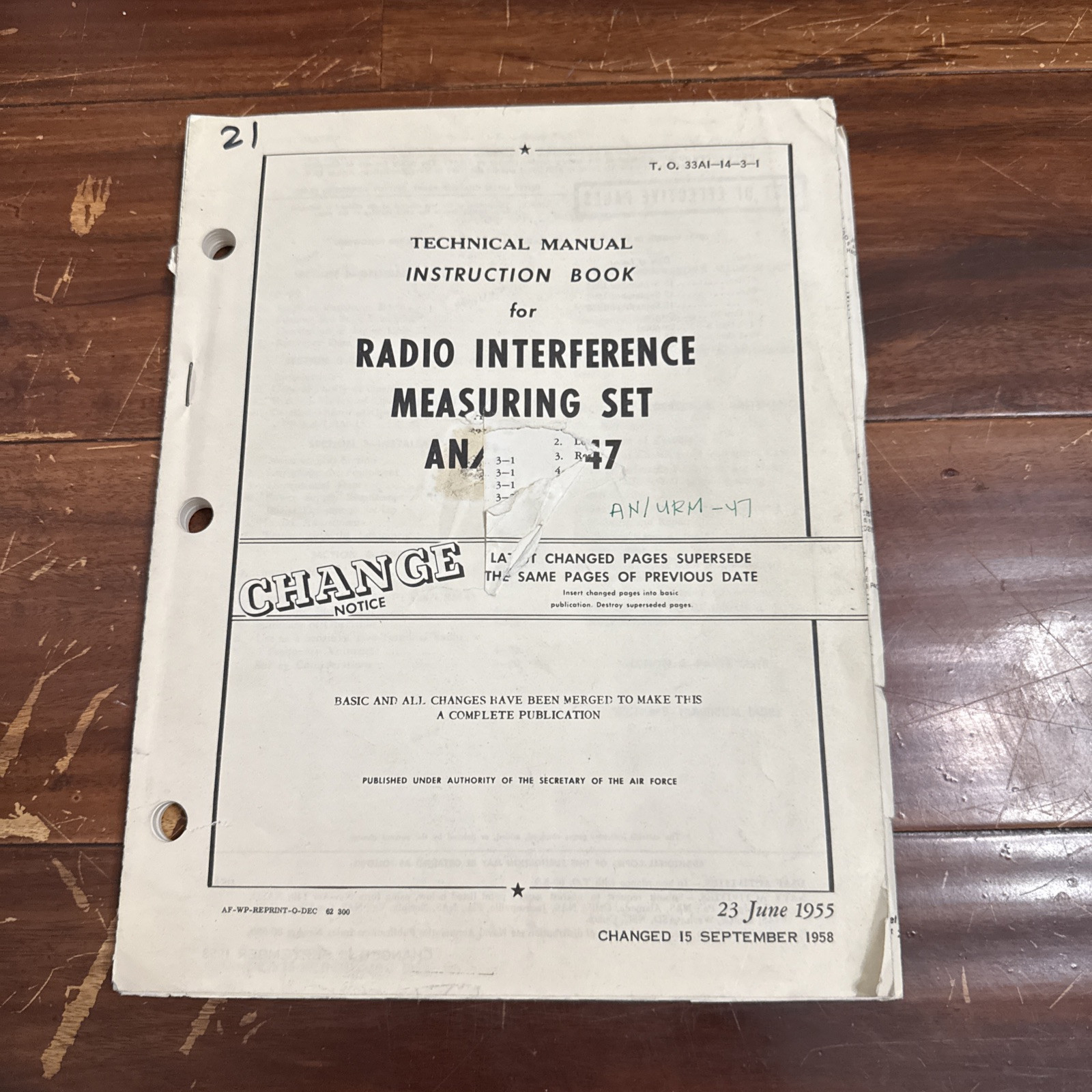 Radio Interference Measuring Set AN/URM-47 Air Force Technical Manual 1955