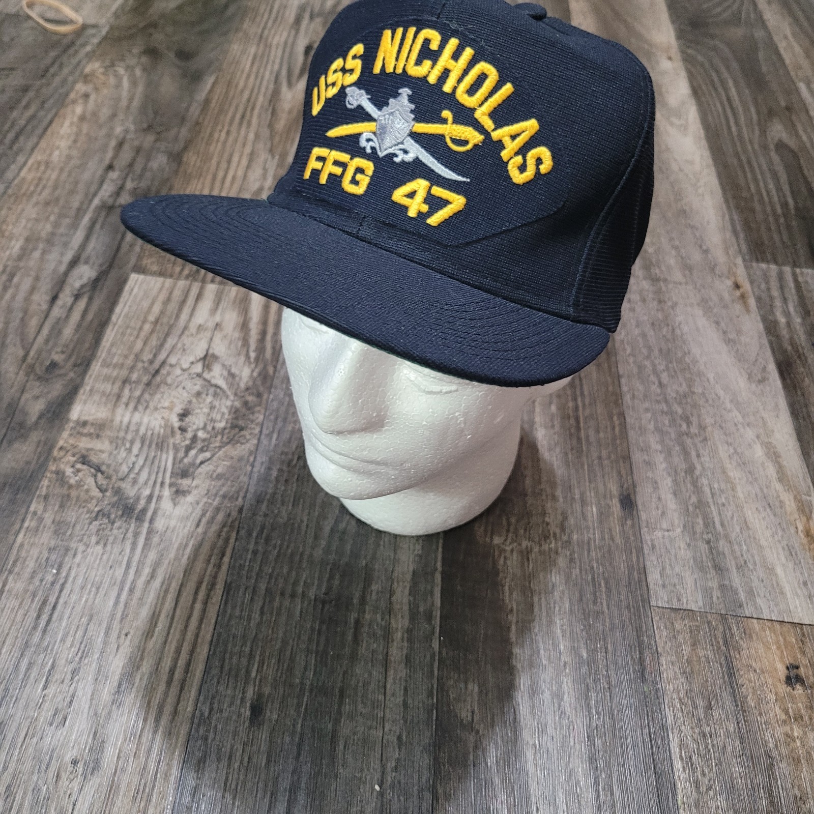 Vintage USS Nicholas FFG 47 Snapback Hat Navy Frigate