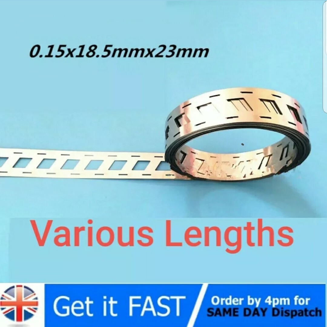 0.15 x 18.5 x 23mm Pure Nickel Plated Steel Strap Strip Spot Welding 18650 🇬🇧