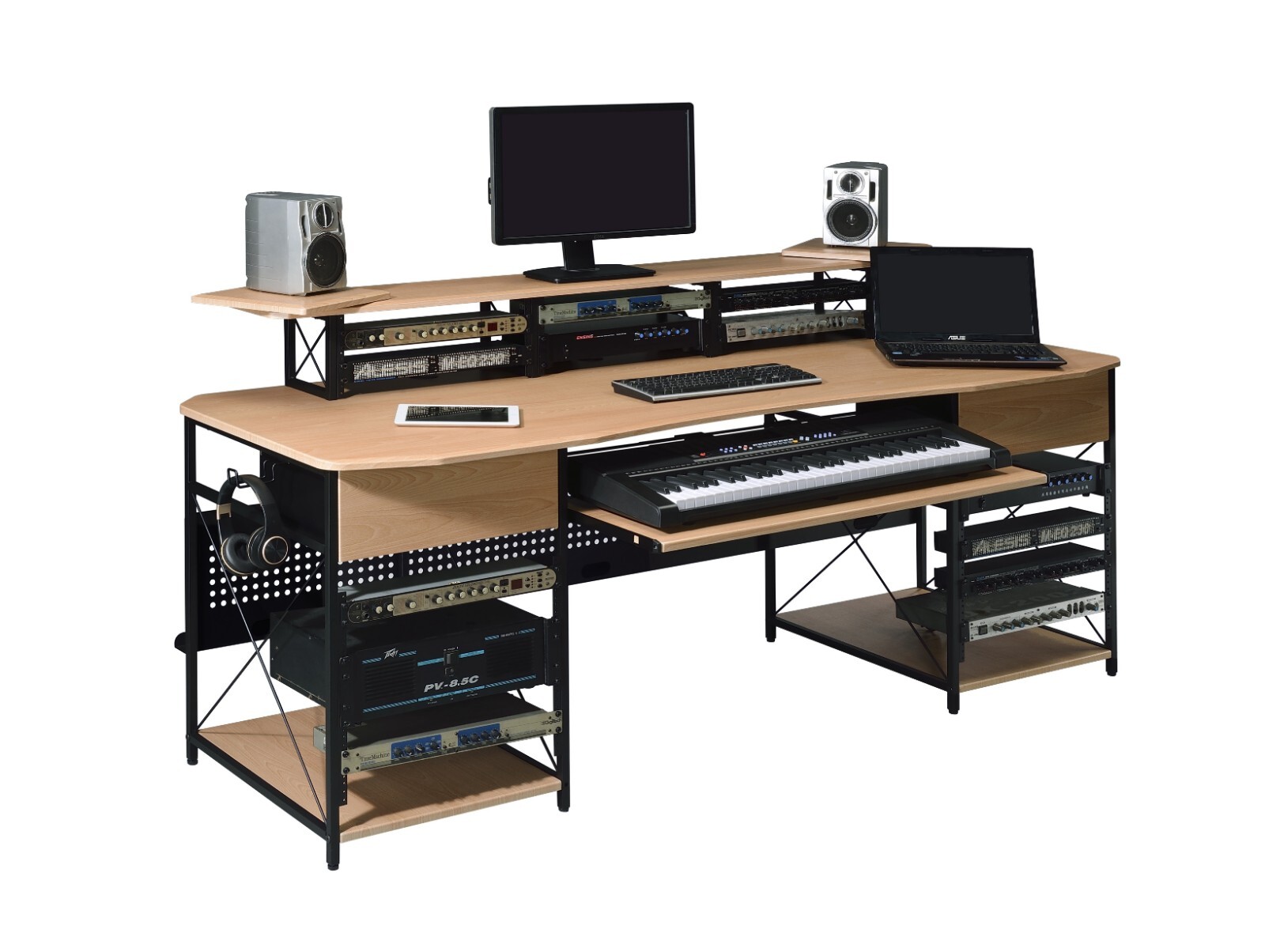 Musiea 1EX005 Pro Music Studio Desk Workstation with 3 x 4U and 2 x 9U rack