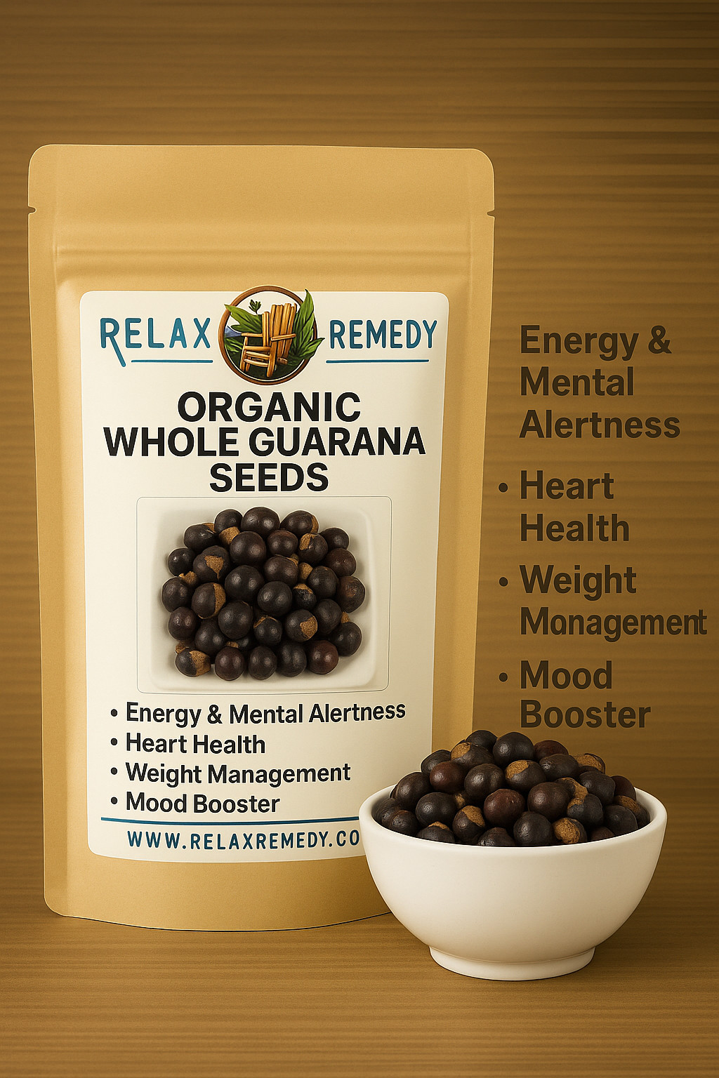 Organic Whole Guarana Seeds - 100% Pure, Non-GMO Paullinia Cupana, Energy Boost