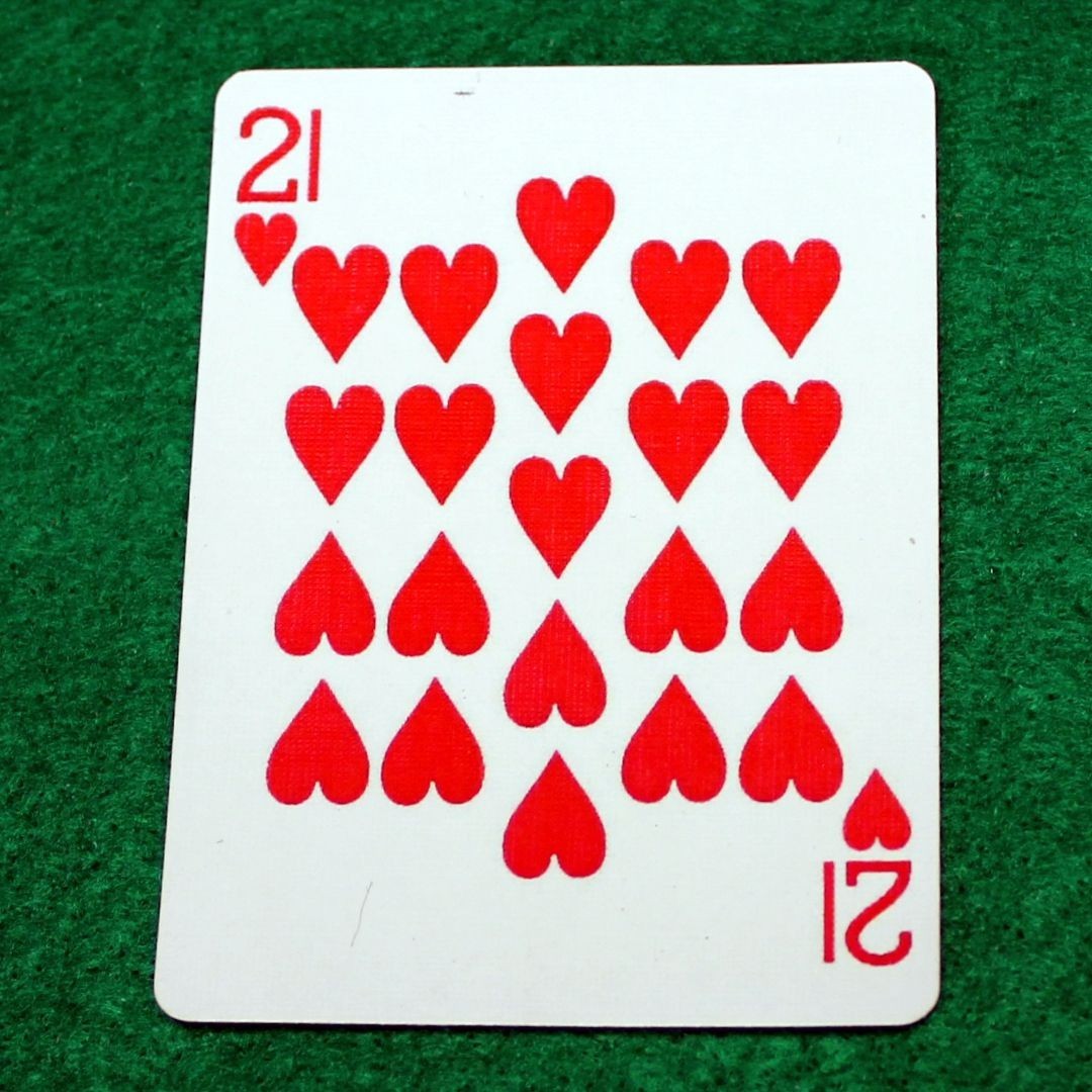 21 of Hearts, Bicycle Printed Gaff Card, Red