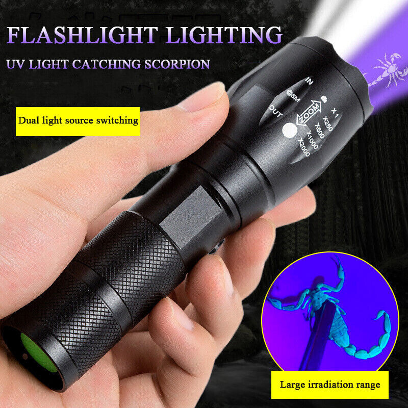 Super Bright 120000lm UV Torch Ultra Violet Flashlight Blacklight Light Lamp LED