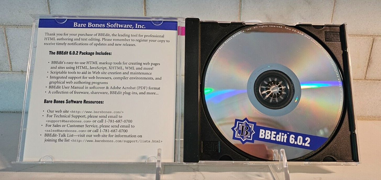 RARE VTG BBEdit Bare Bones Software 6.0.2 Premier HTML & Text Editor Macintosh