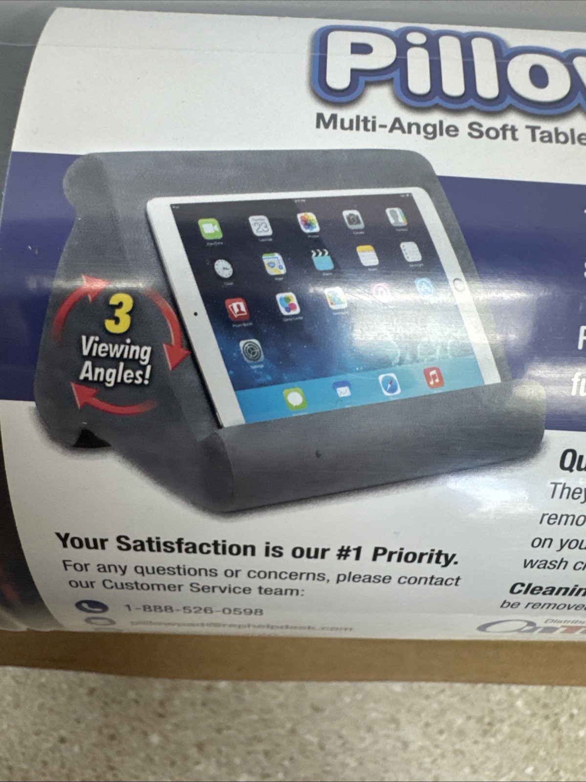 NEW ONTEL PILLOW PAD MULTI-ANGLE SOFT TABLET STAND (GRAY)
