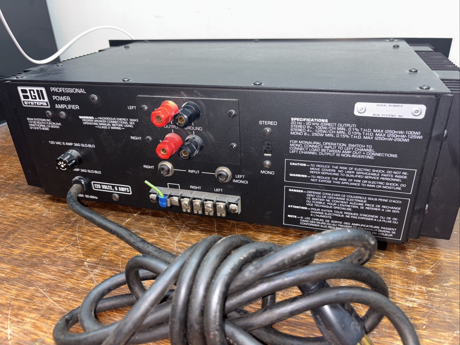 BGW Model 300 Stereo Professional Power Amplifier - AS IS - Untested -Good Shape
