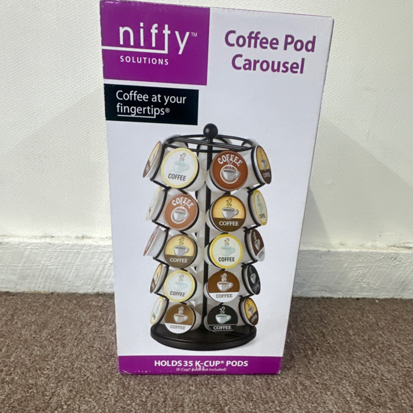 Nifty Solutions Coffee Pod Carousel Satin Black Rotating Base Holds 35 K-Cup