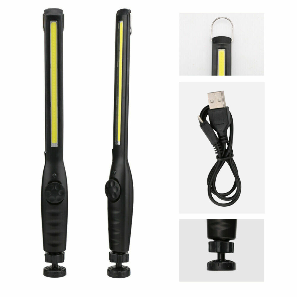 2 Pack Magnetic Base LED COB Work Light Rechargeable Mechanic Torch Flashlight