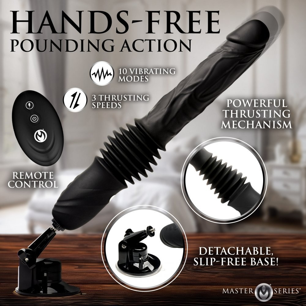 Double Pounder Silicone Vibrating Dildo Thruster Vibrator Sex Machine Vibe USB R