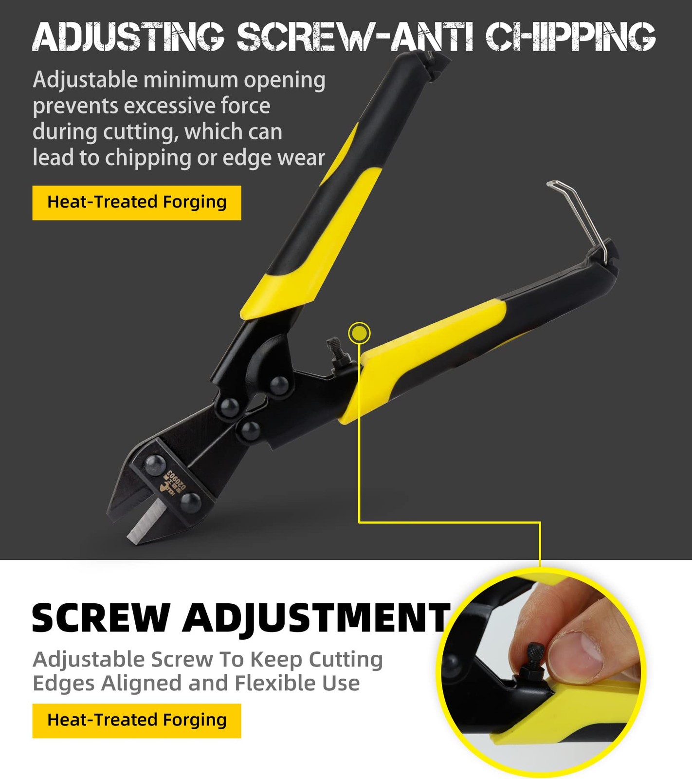 8" Bolt Cutter, Small Mini Bolt Cutter for Wire with Soft Rubber Grip, Chrome