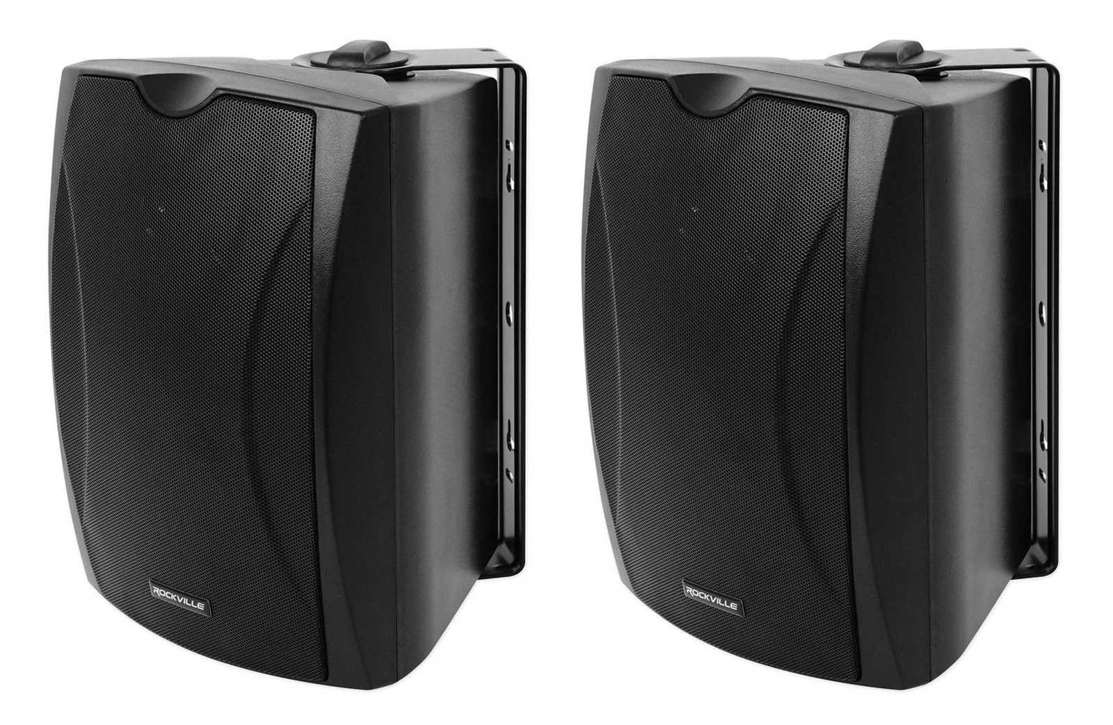 2) Rockville WET-6B 70V 6.5" IP55 Black Commercial Indoor/Outdoor Wall Speakers