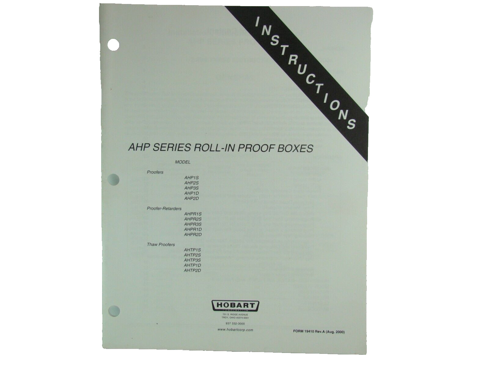 Hobart AHP Series Roll-In Proof Boxes AHP1S,2S,3S AHPR1S,2S,3S, AHTP1S, 2S,3S