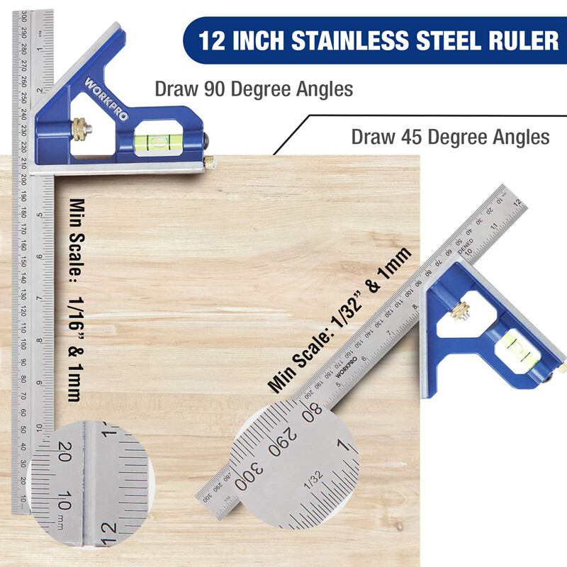 WORKPRO Rafter Square Combination Square Tool Set Rafter Square Layout Tool NEW