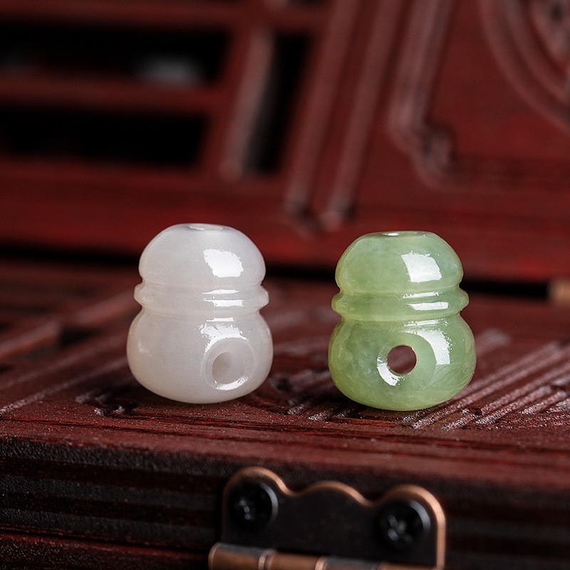 Natural Hetian Jade, Green Jade, White Jade, Three-Way Buddha Head Diy 2pcs