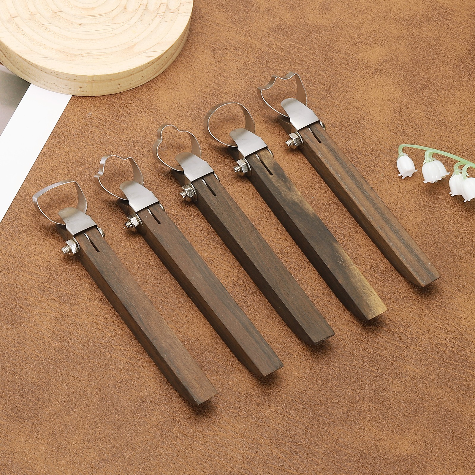2Pcs Pottery Handle Making Tool, Clay Extruder Tools (Flame Shape&Flower Shape)