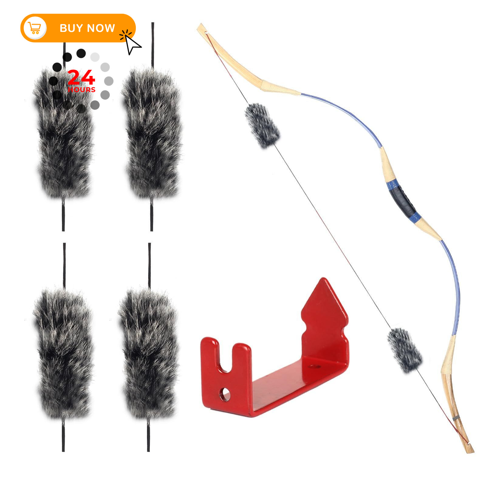 SOPOGER Archery Bow String Silencers - 2 Pair Rabbit Fur black