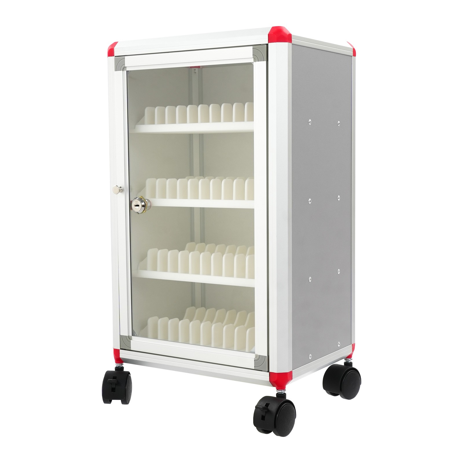 48-Slot Mobile Phone Storage Cabinet with Lock and Rolling Wheels