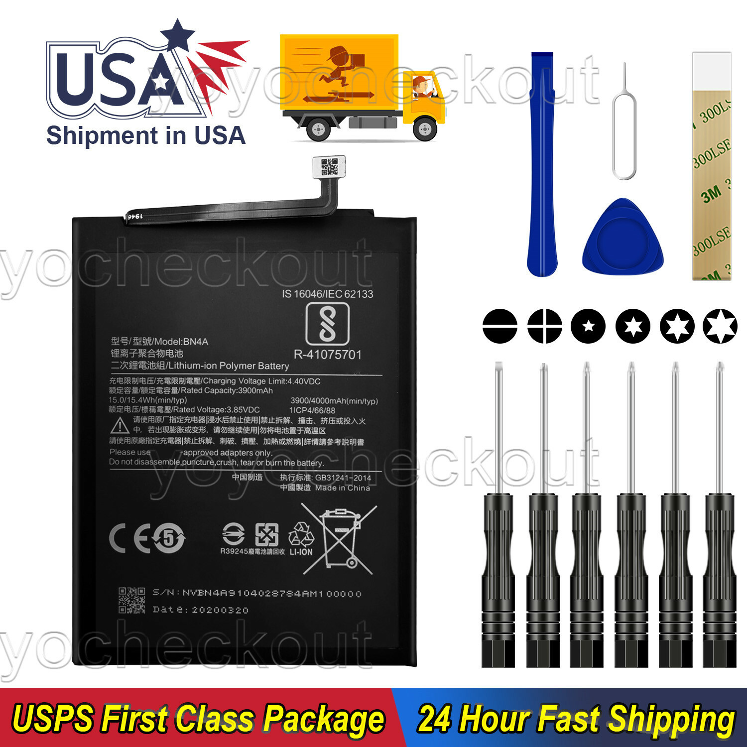 For Xiaomi Redmi Note 7 Replacement BN4A Battery Tool USA