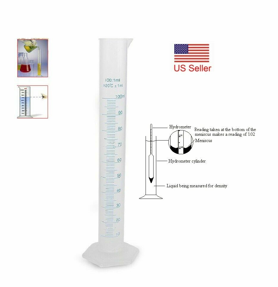 12" TEST JAR FOR Hydrometer Meter Alcohol Proof Tralle Whisky Beer Wine Upromax