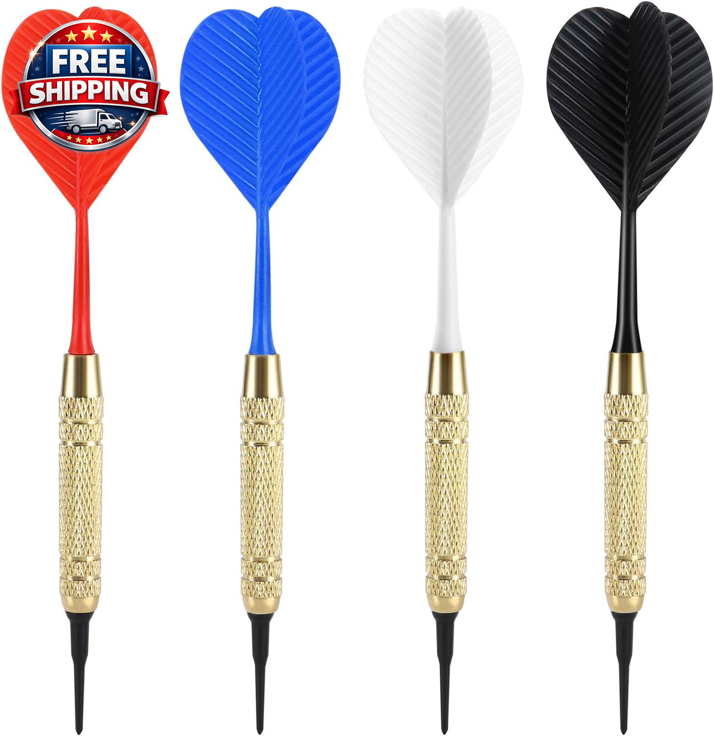 12 Pcs Soft Tip Darts Set with 100 Extra Black Tips - 18G Plastic Darts