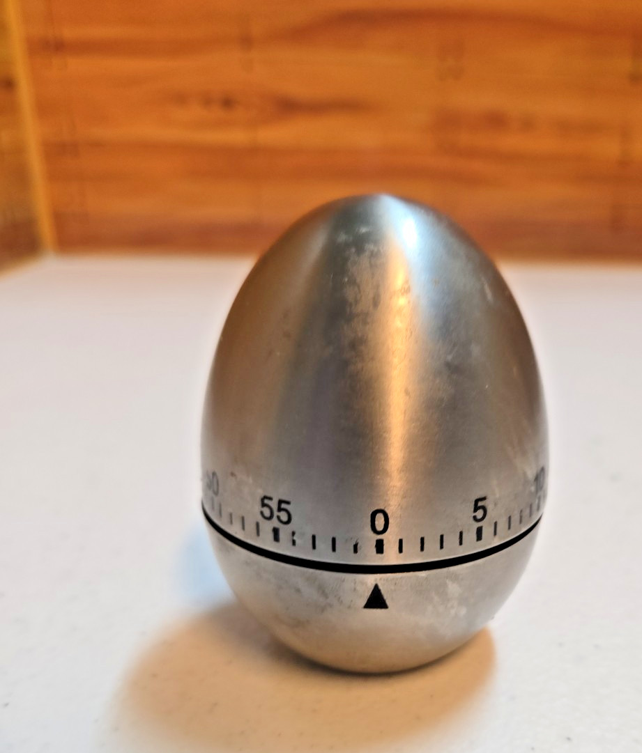 Vintage "Radio Shack" Stainless Steel Egg Shaped Mechanical Timer; Works