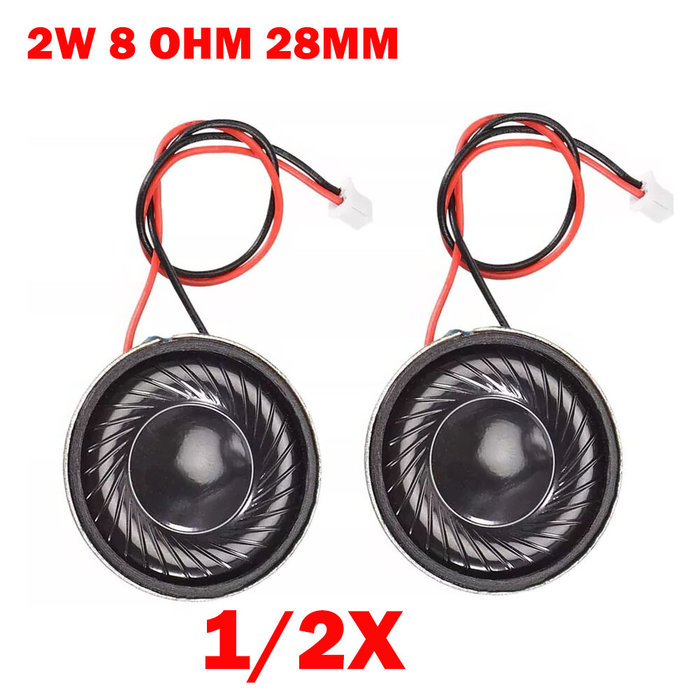 1/2x 2W 8 Ohm Micro Internal Speaker Magnet Loudspeaker 28mm Dia & Pin Wire USA