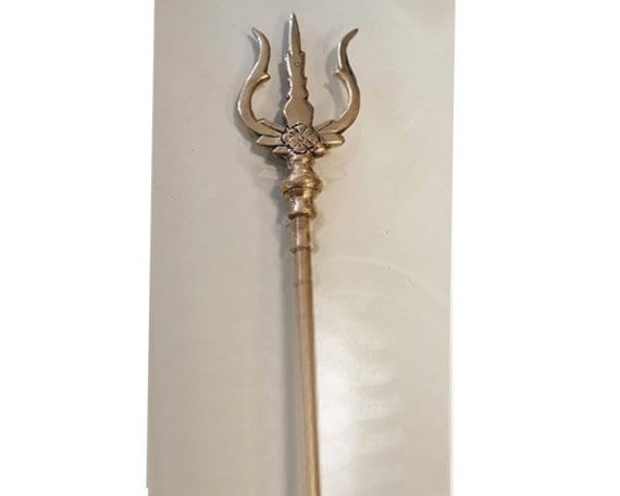 Brass Trishul of Lord Shiva, Brass Mahadev's Trisul for Pooja,  Soolam for
