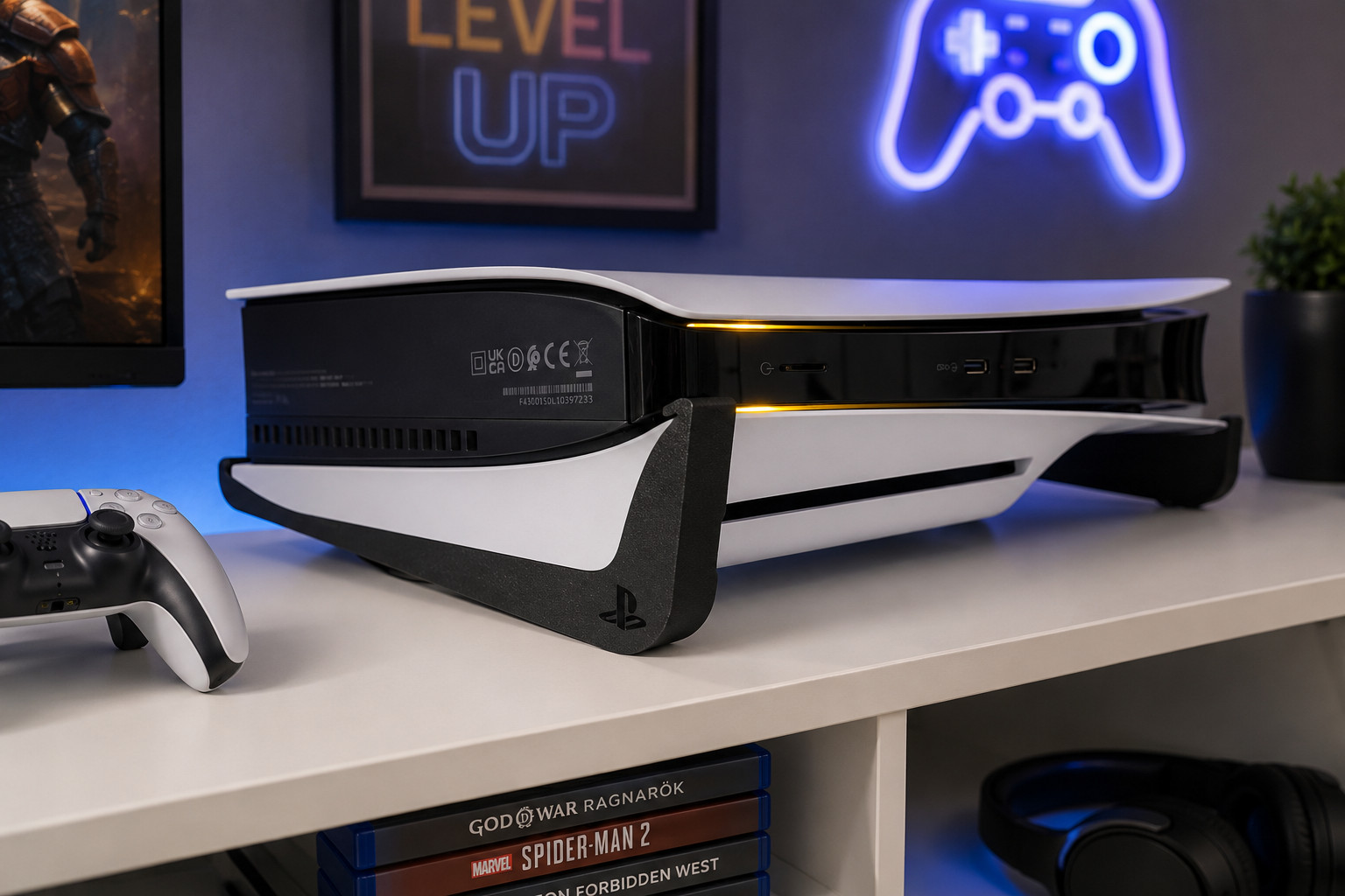 PS5 Horizontal Stand Disc Edition Console Holder  Black Stable Base