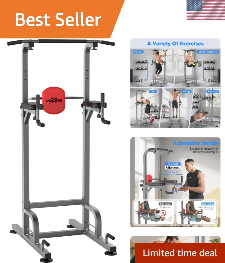 Power Tower Pull Up Bar Station - Adjustable & Multi-Functional Fitness