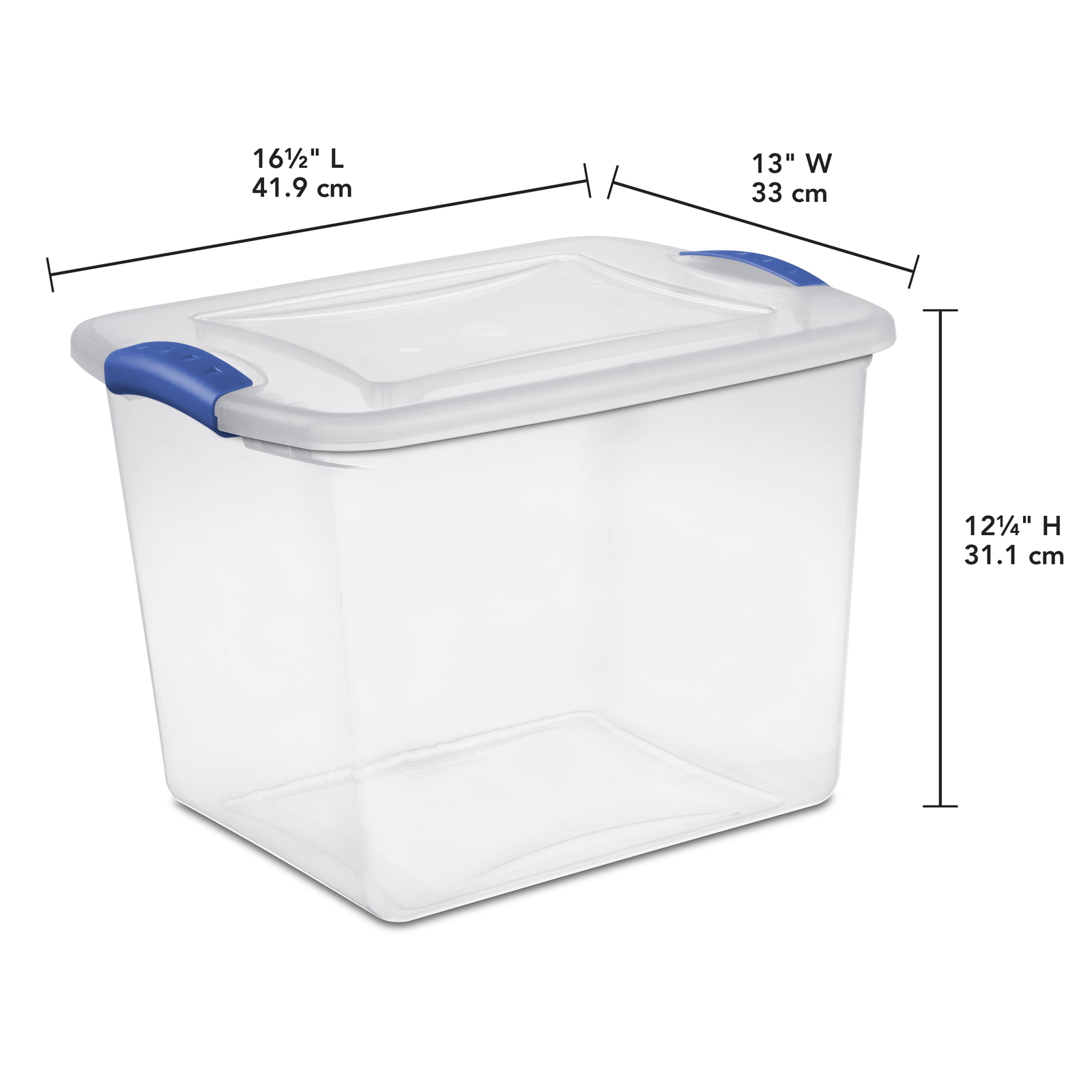 (4 pack) 27 Quart Clear Plastic Storage Container with Latch Lid, Blue