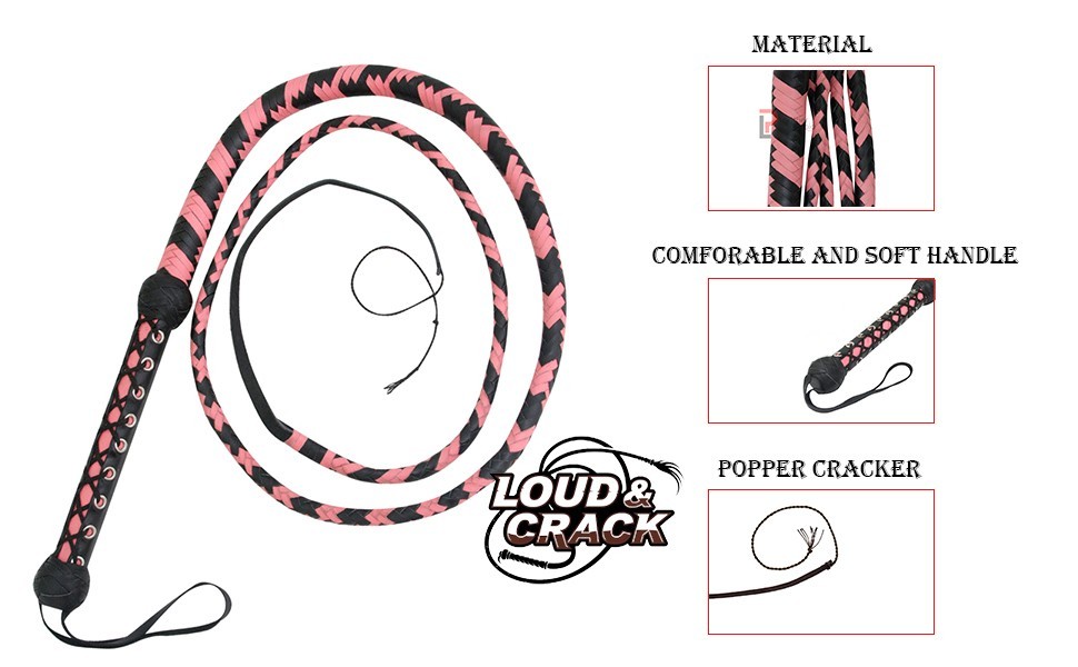 Cowhide Bull Whip Genuine Leather, 6 Feet Long, 12 Plait Indiana Jones Whip