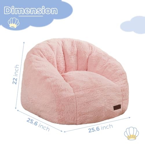 Bean Bag Chair for Kids, Shell Shaped Bean Bag Couch for Boys Standard Pink