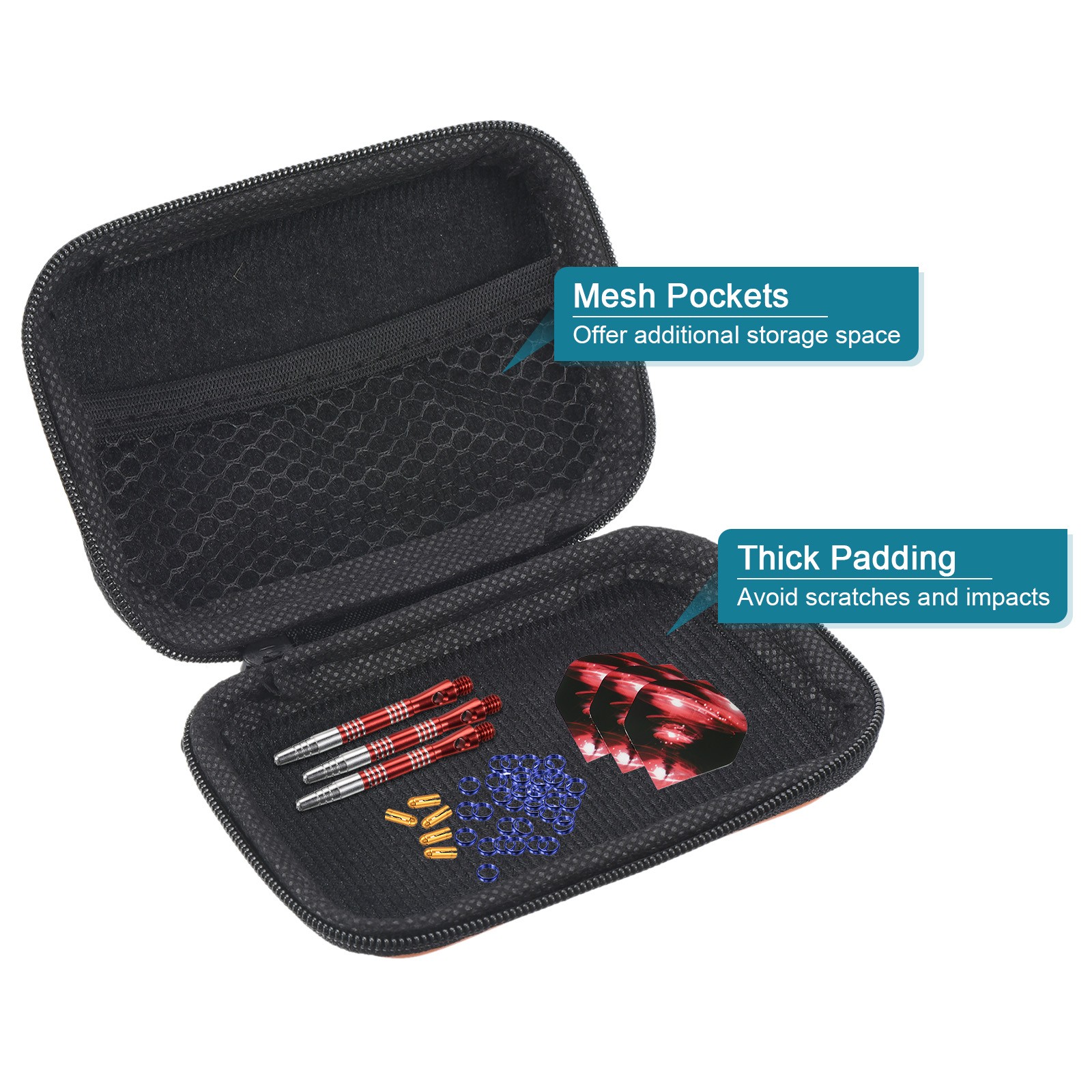 Dart Case, 2 Pack EVA Darts Carrying Storage with Mesh Pockets, Orange