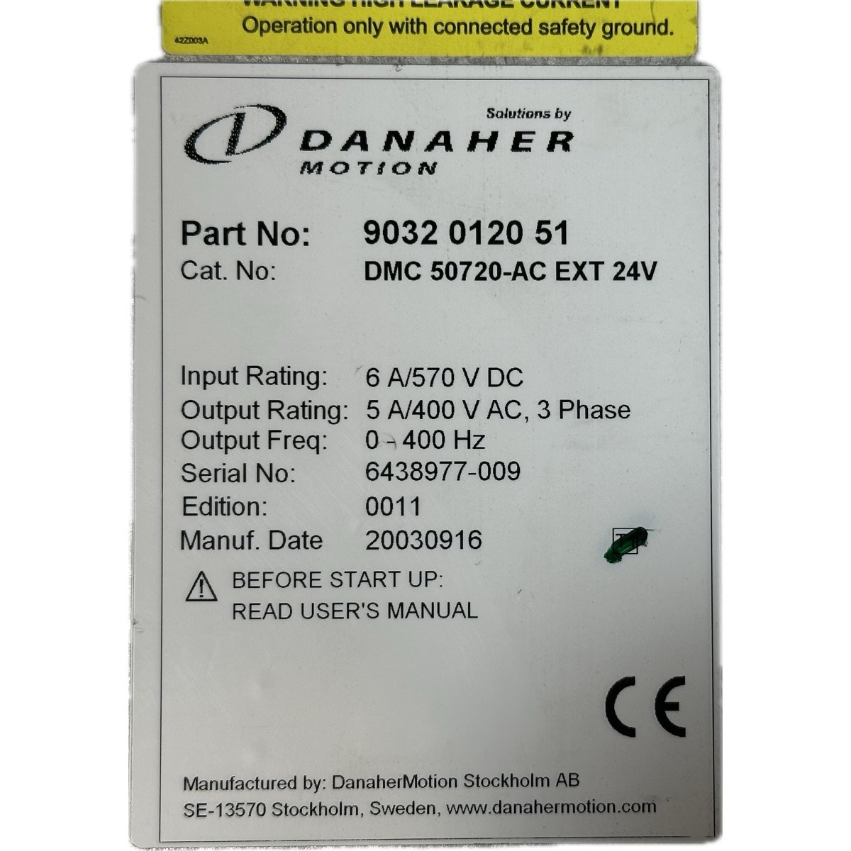 FJ38 Digital Motion Controller Danaher Atlas Copco DMC 50720-AC 9032012051