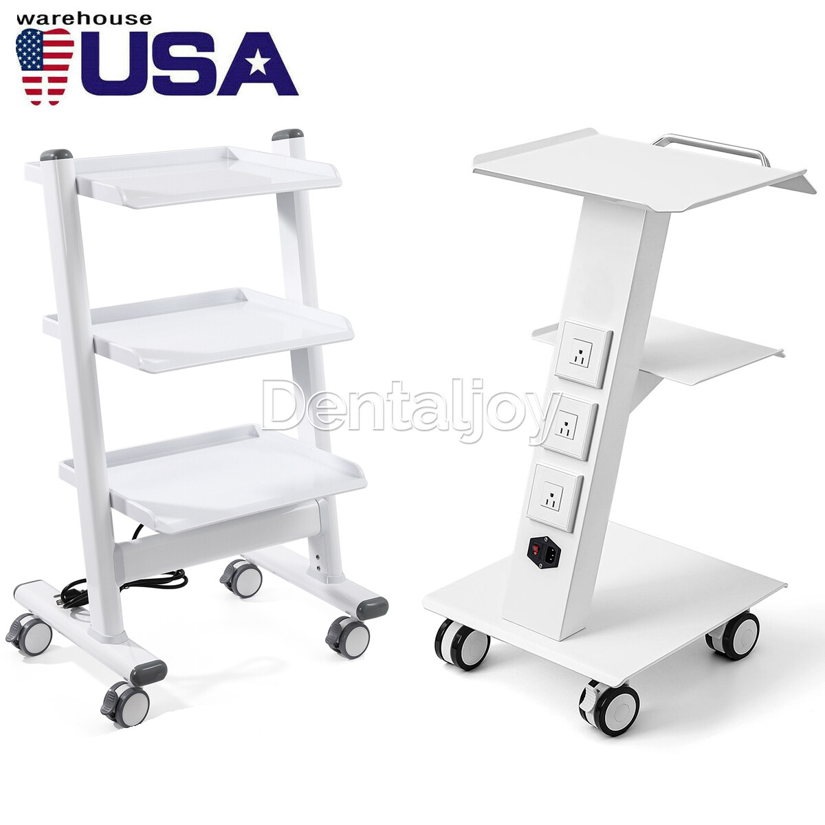 Dental Mobile Medical Cart Trolley Built-in Socket /Three Layer Dental Trolley