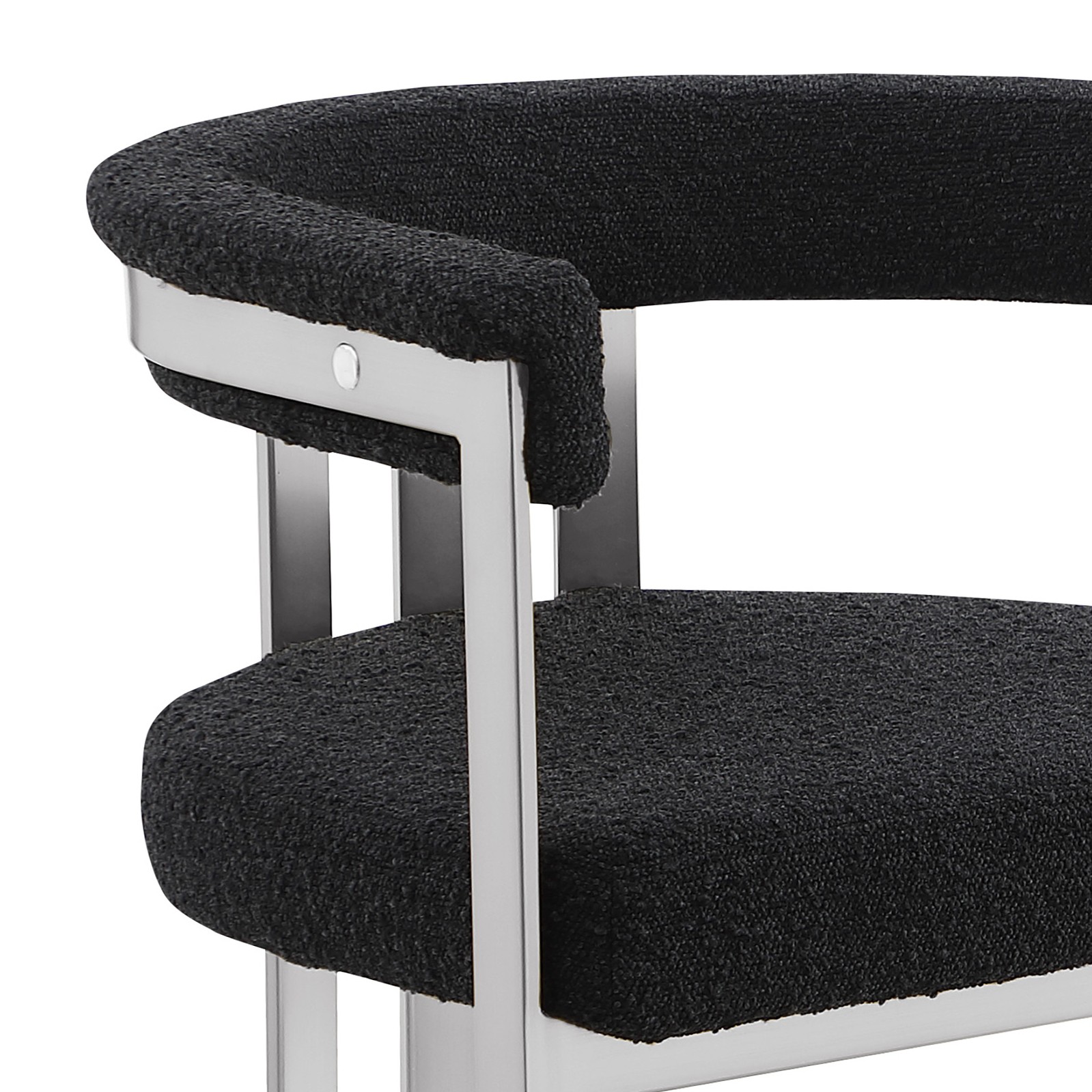 Best Quality Furniture Single 29" Barstool in Black Boucle Fabric
