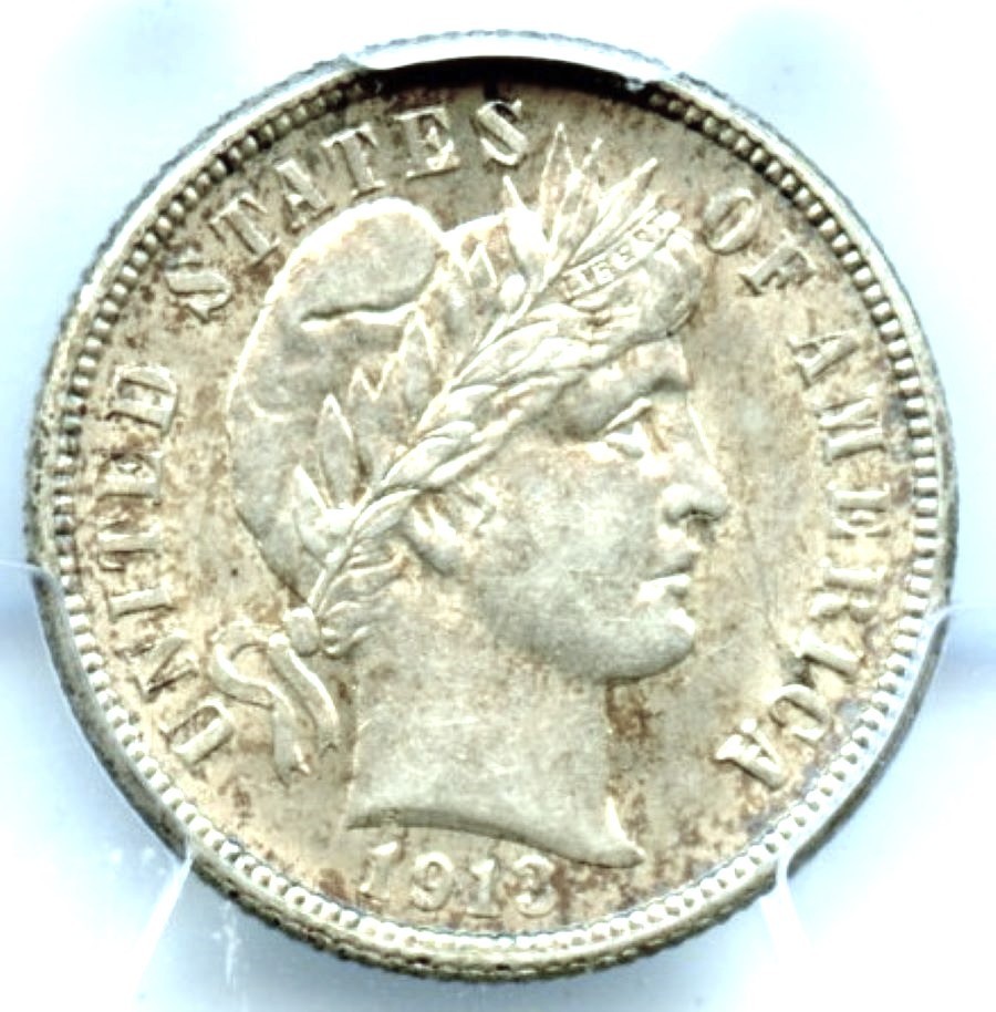 1913 Barber Dime, PCGS MS62