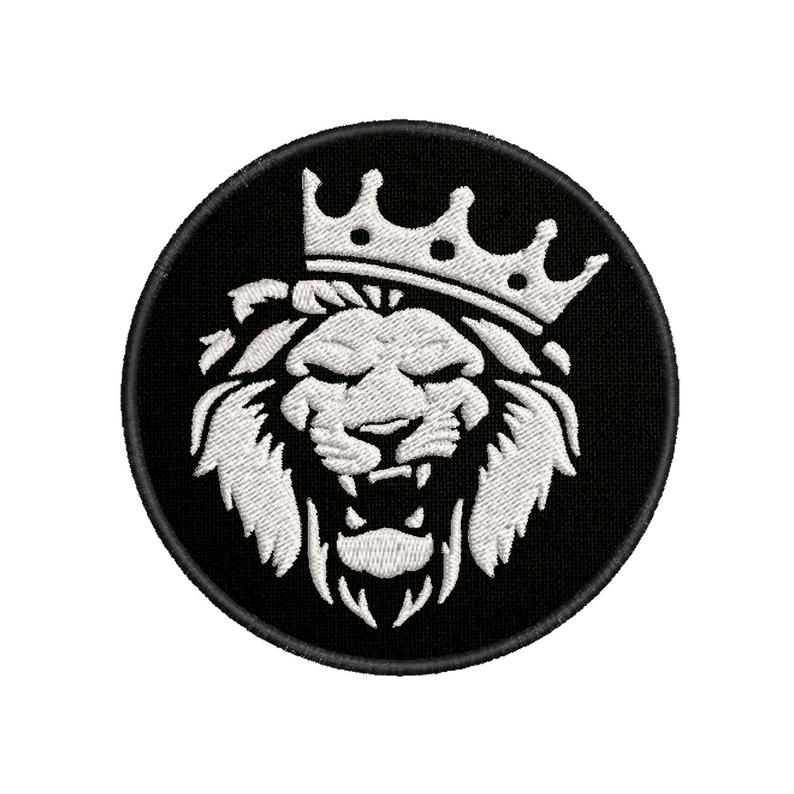 Roaring Lion Patch Embroidered Iron-On Applique for Jacket, King Crown, Animals