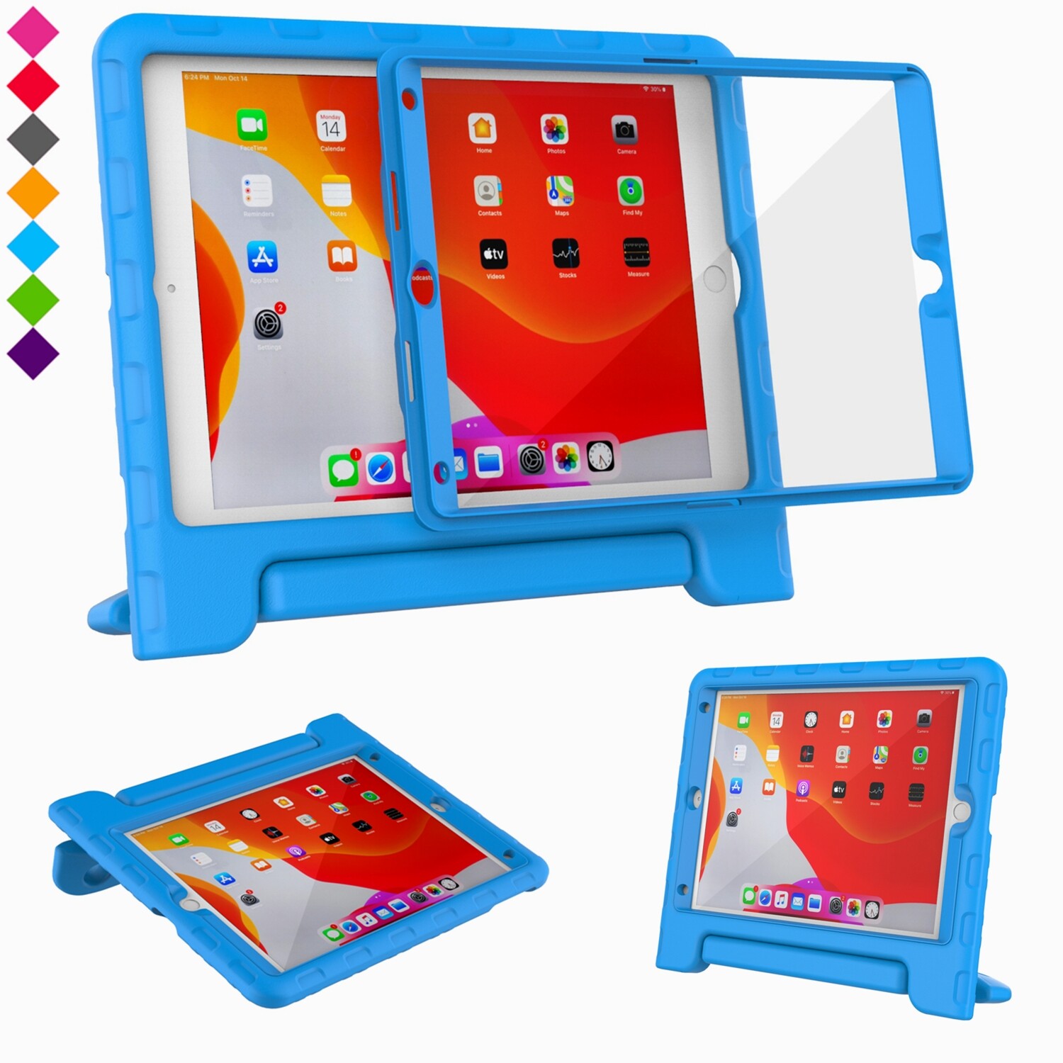 Built-in Screen Protector Kids iPad Case 10.2" 9th/8th/7th (Gen) 2021 Foam Cover