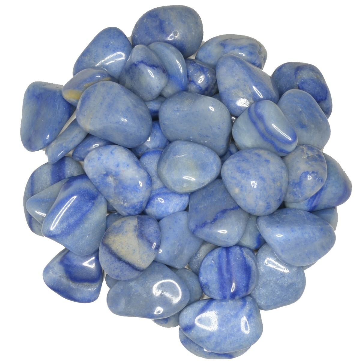 3 lbs Blue Quartz Tumbled Stones - Grade 1 - Small - 0.75" to 1.25" Avg.