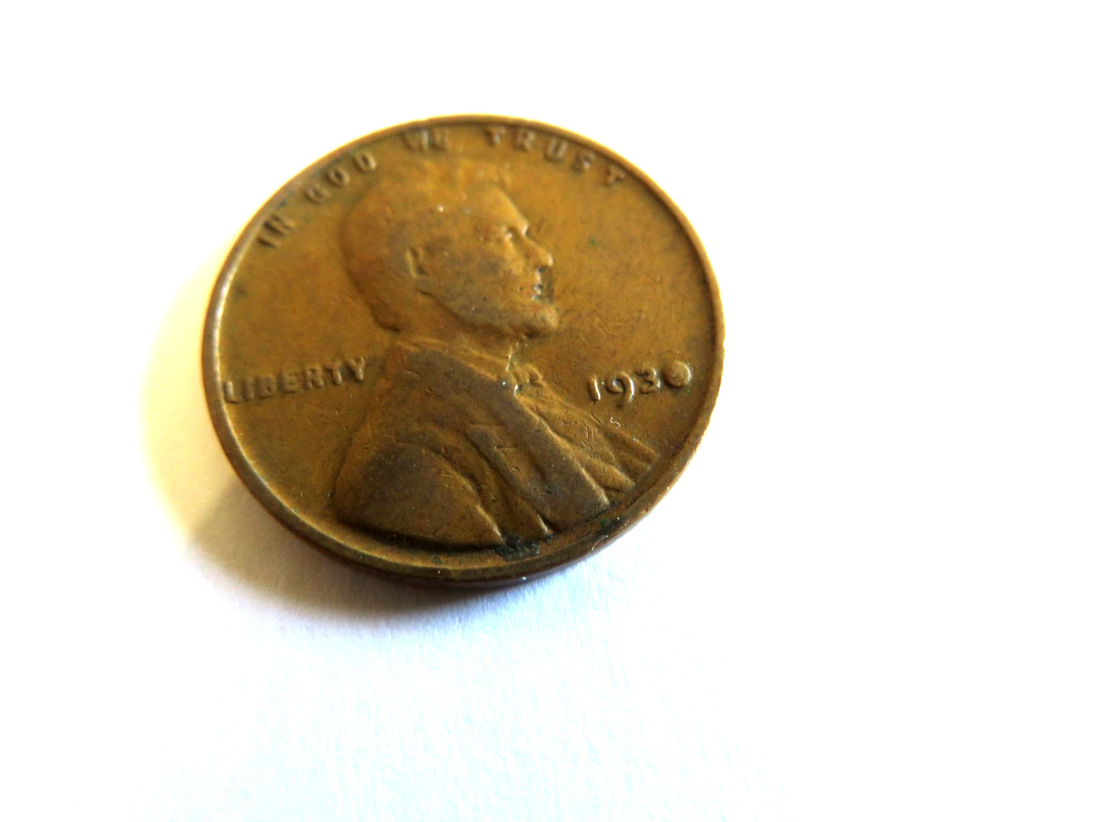 1930-P LINCOLN PENNY...ERROR - FILLED ZERO...GOOD-VERY GOOD....