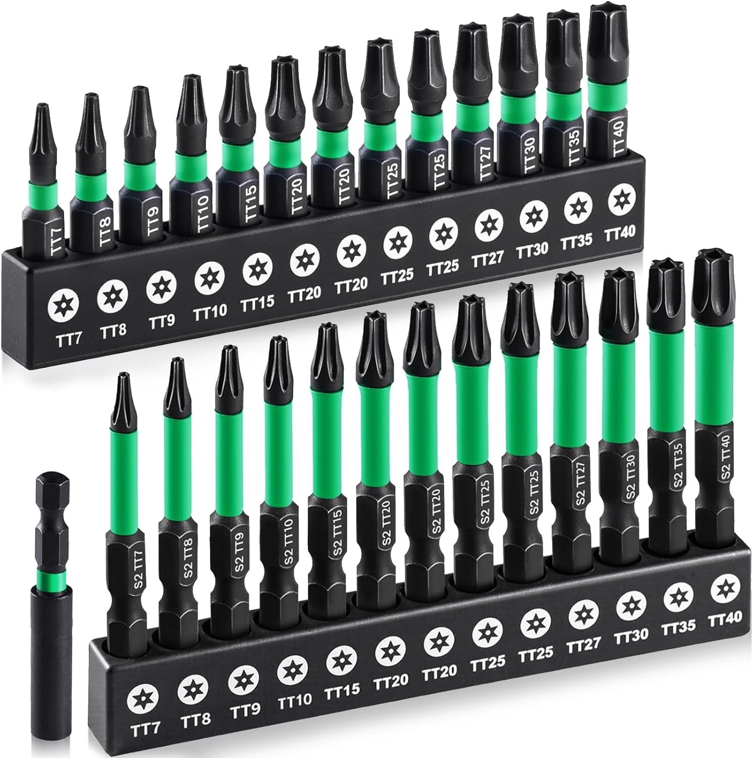 27PCS Impact Torx Bits Set TT7-TT40 Security Tamper Proof & Magnetic Screwdriver