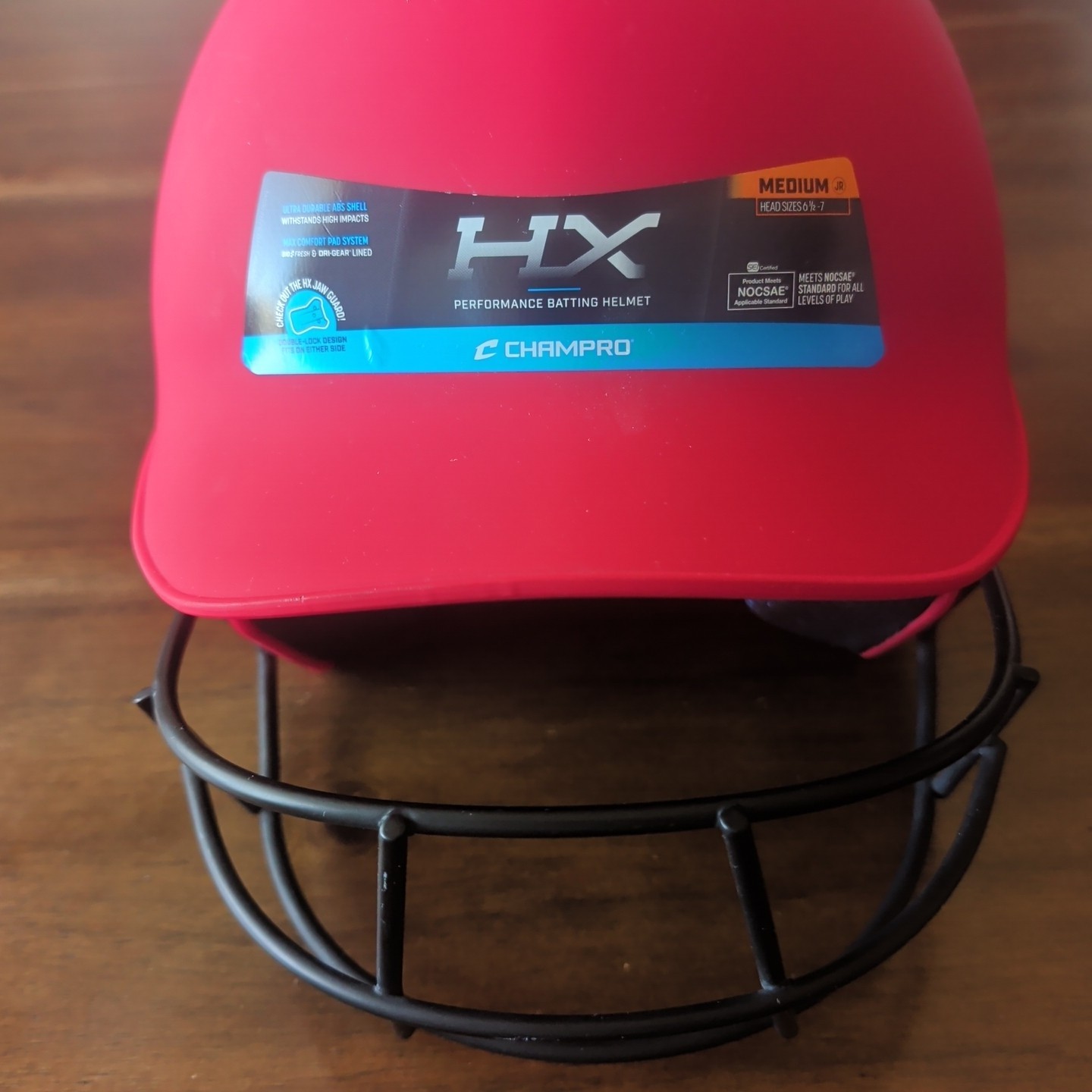 Champro HX Performance Batting Helmet Boys Baseball Junior Medium Red 6 1/2 To 7