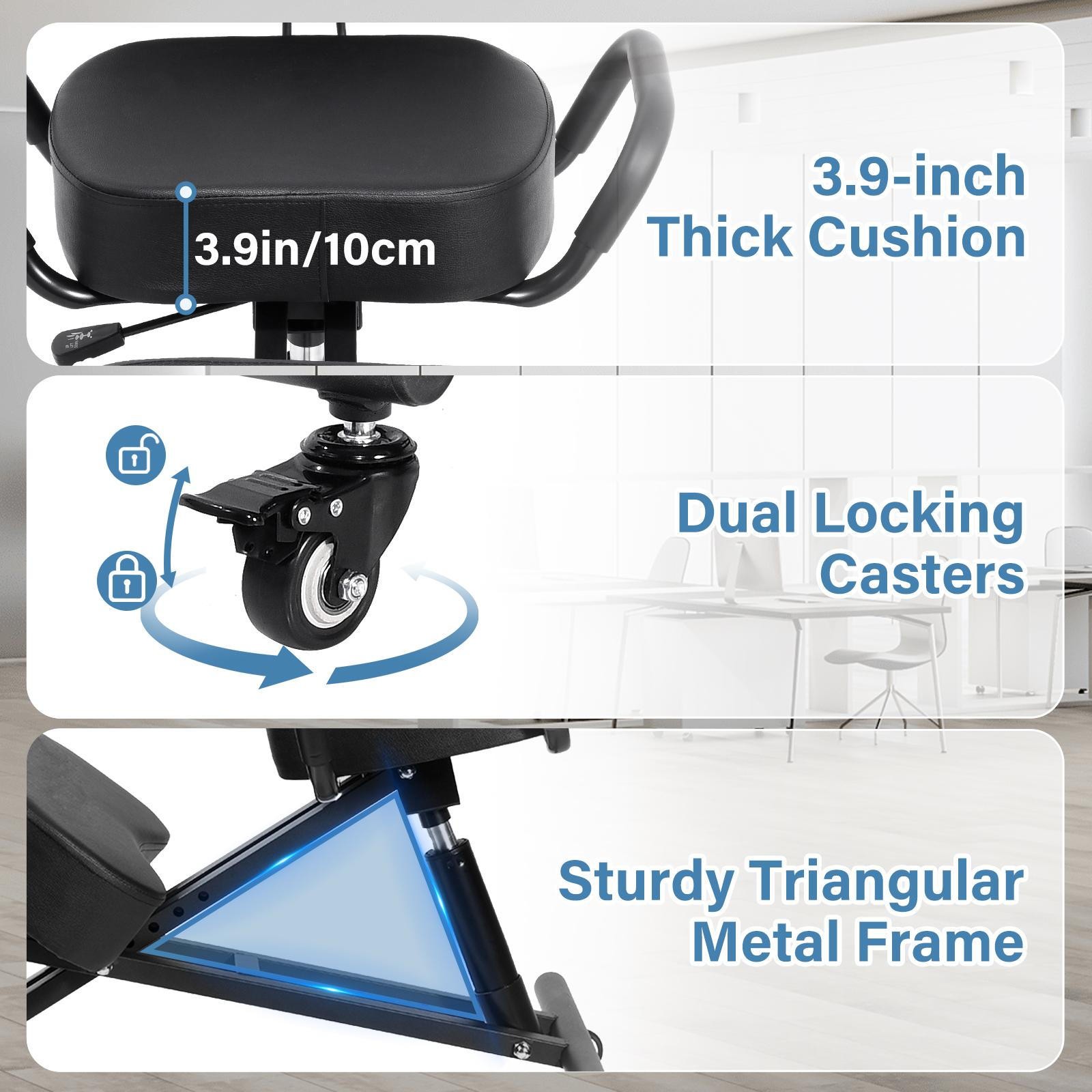 Ergonomic Kneeling Chair Adjustable Stool Upright Back Postures Home Office