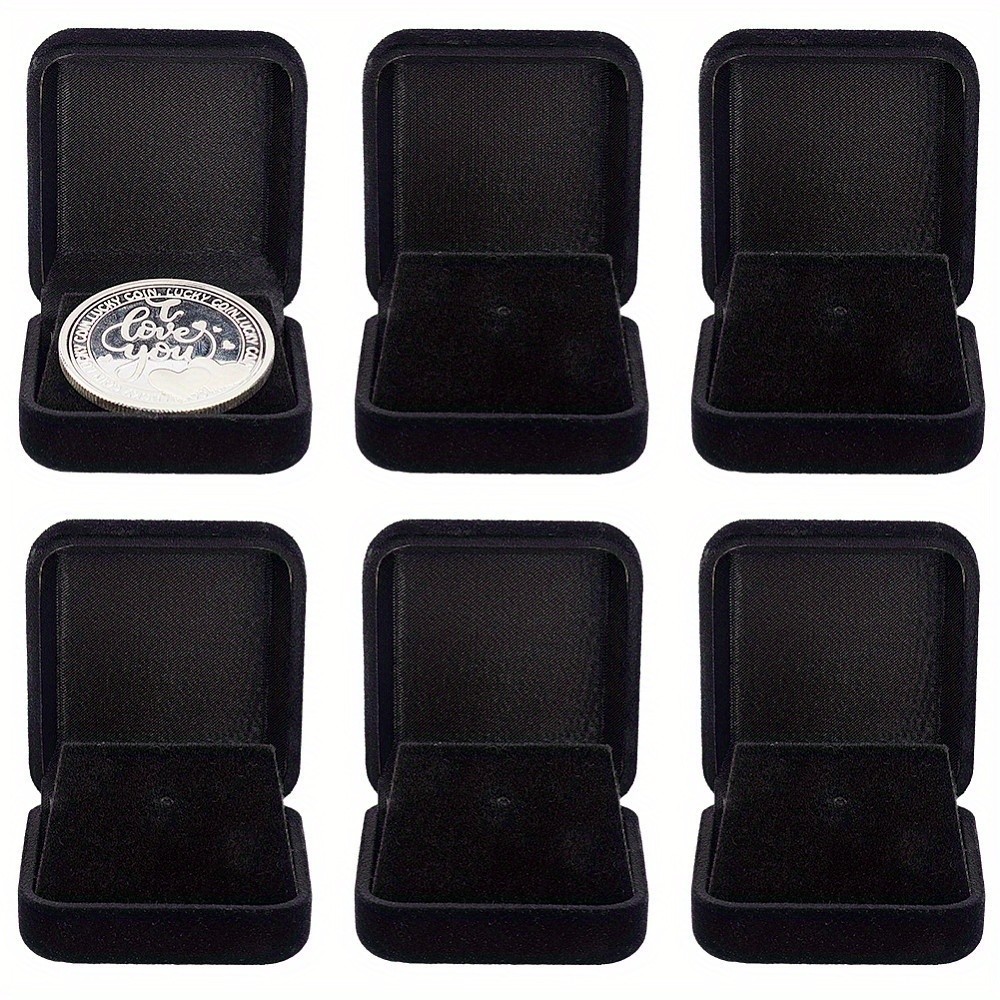6pcs Black Velvet Challenge Coin Presentation Display Box 40mm Single Coin
